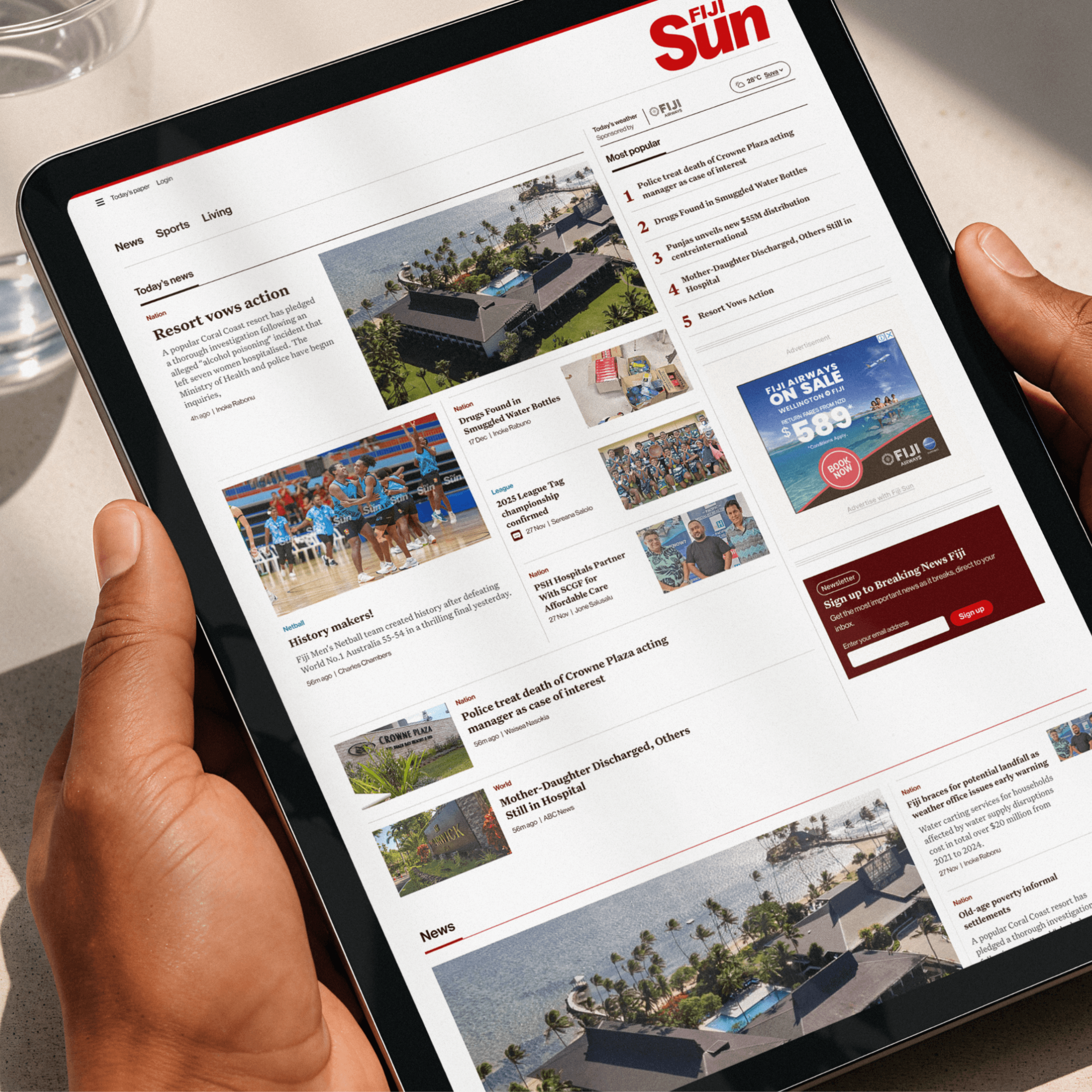 The Fiji Sun in an ipad